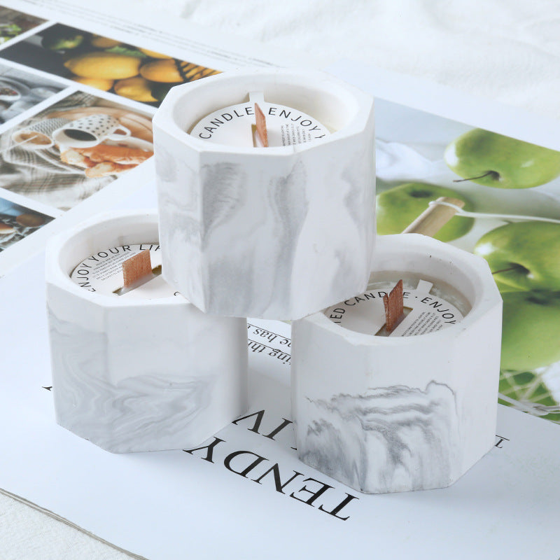 BELIVYA Marble Pattern Gypsum Aromatherapy Candle - Natural Plant & Smokeless Home Decor