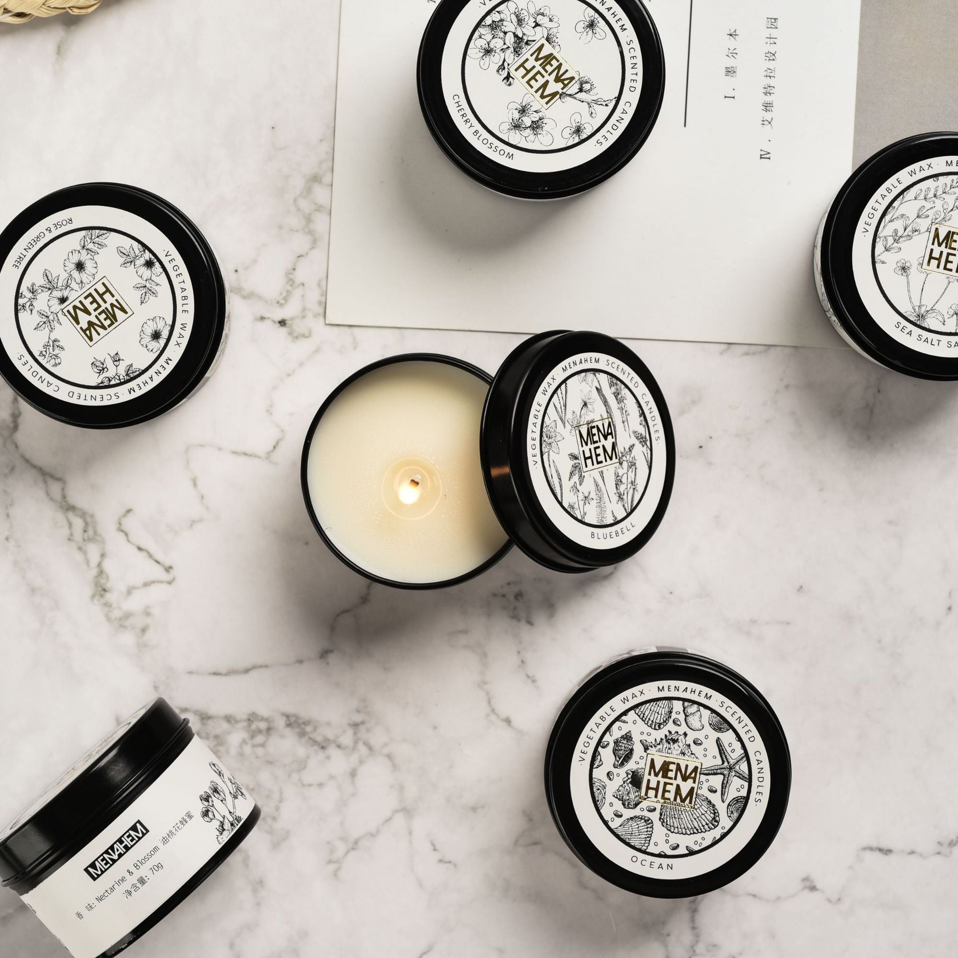 BELIVYA Minimalist Black Tin Aromatherapy Candle - Smokeless & Portable Scent