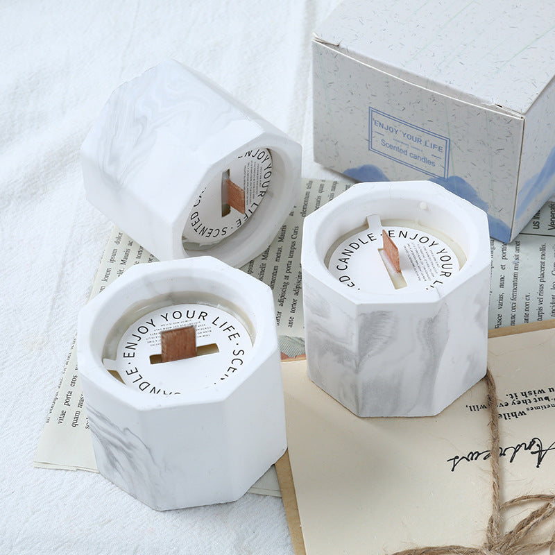 BELIVYA Marble Pattern Gypsum Aromatherapy Candle - Natural Plant & Smokeless Home Decor