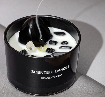 BELIVYA Handmade Crystal Glass Aromatherapy Candle - Luxury Scent Experience with Natural Stones