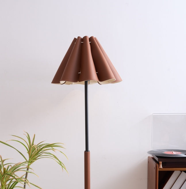 BELIVYA Mid-Century Leather Shade Floor Lamp