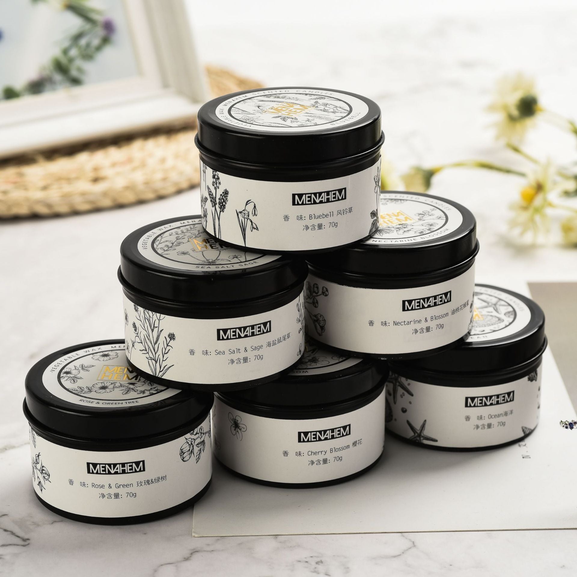 BELIVYA Minimalist Black Tin Aromatherapy Candle - Smokeless & Portable Scent