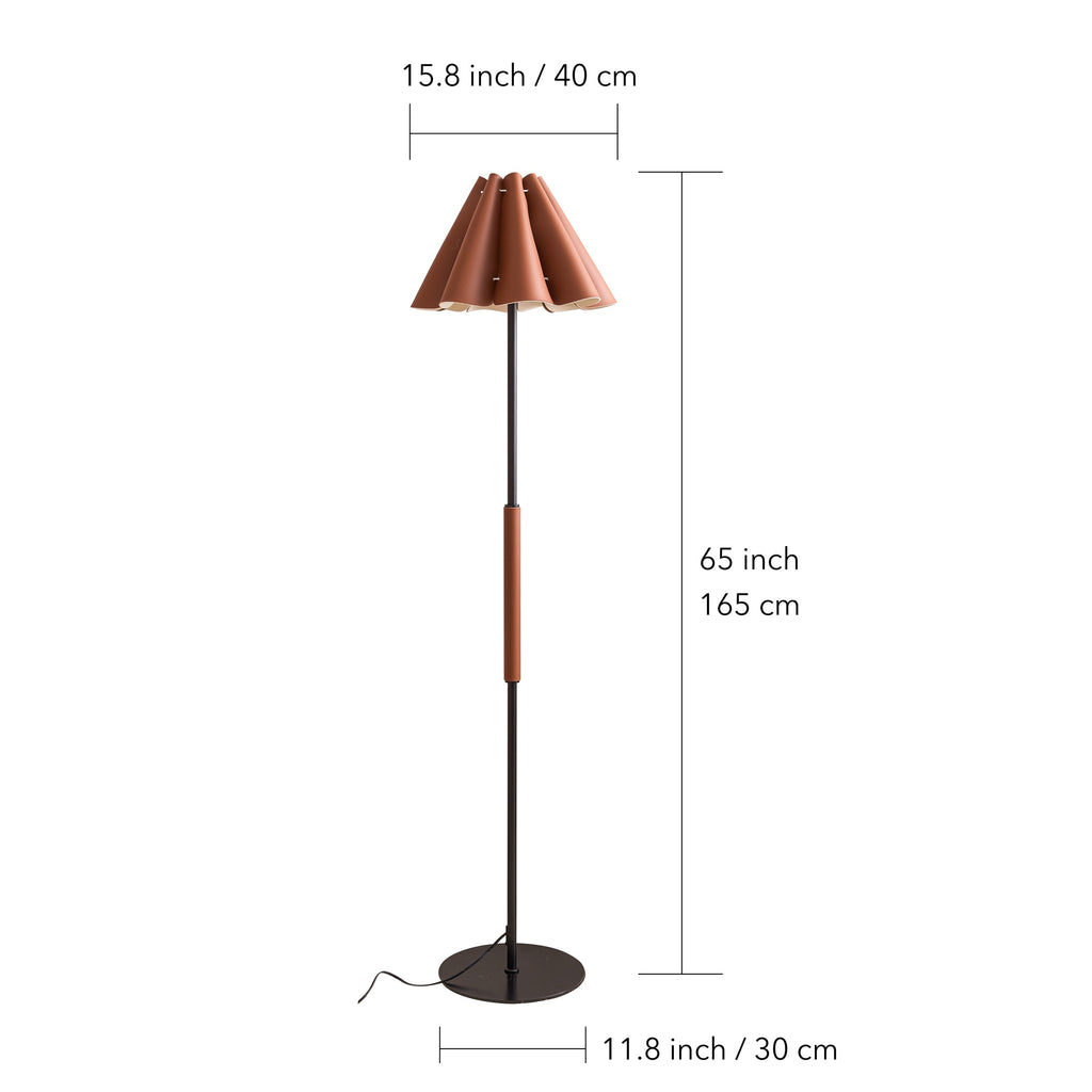 BELIVYA Mid-Century Leather Shade Floor Lamp