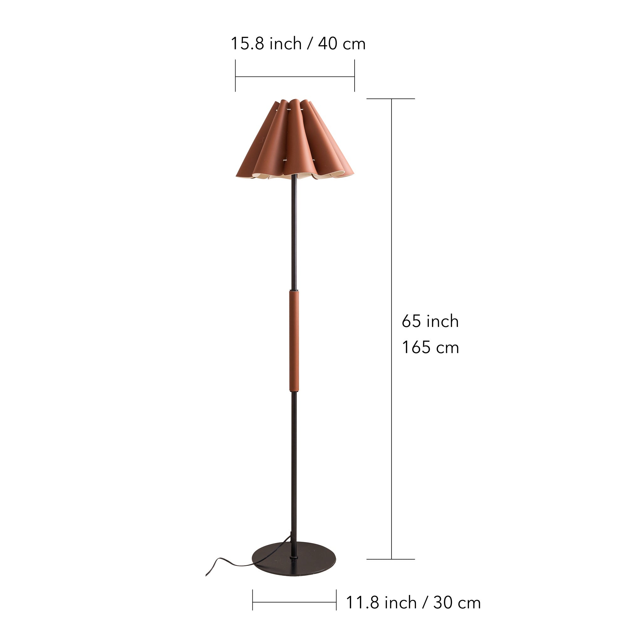 BELIVYA Mid-Century Leather Shade Floor Lamp