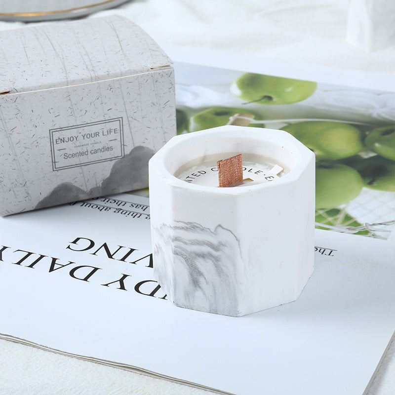 BELIVYA Marble Pattern Gypsum Aromatherapy Candle - Natural Plant & Smokeless Home Decor