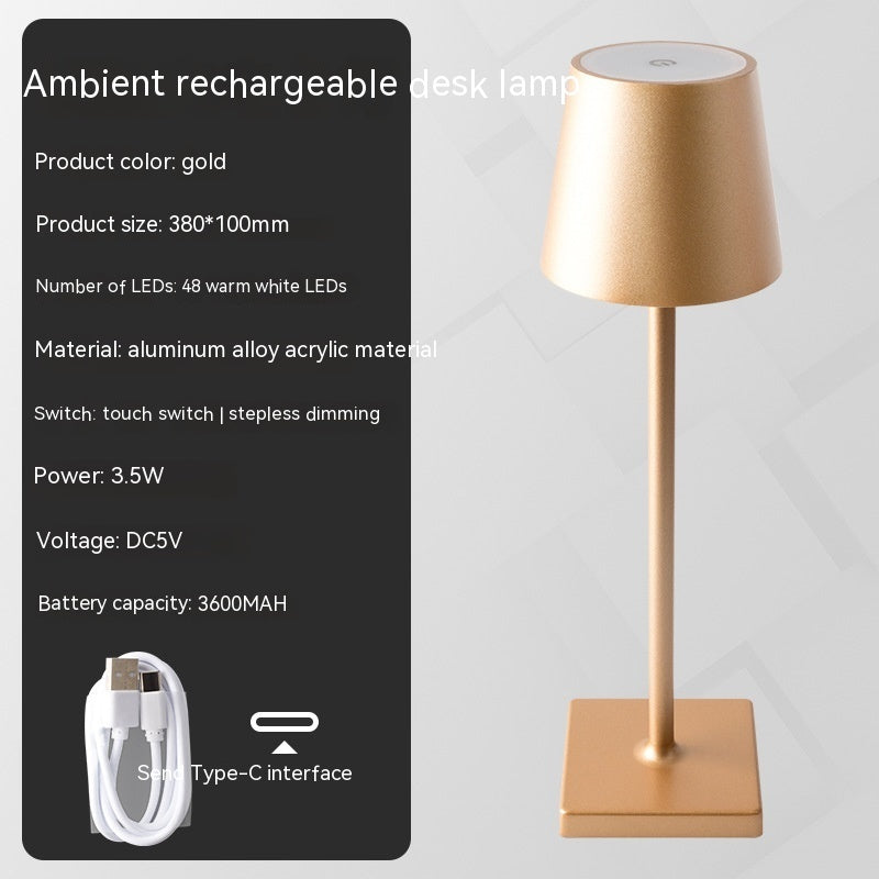 BELIVYA Minimalist Cordless LED Table Lamp - Portable Touch Dimmable Ambiance
