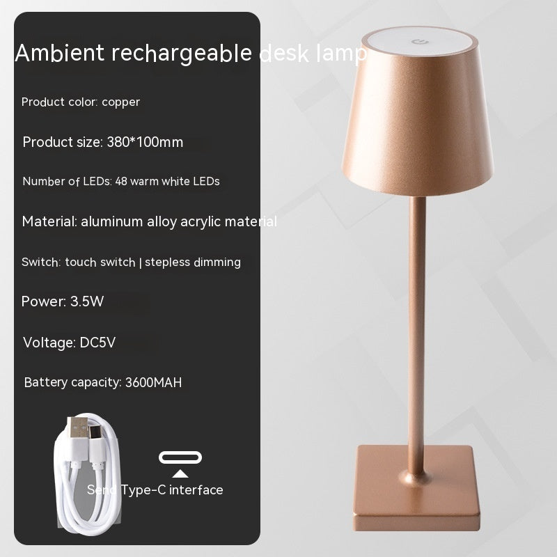 BELIVYA Minimalist Cordless LED Table Lamp - Portable Touch Dimmable Ambiance