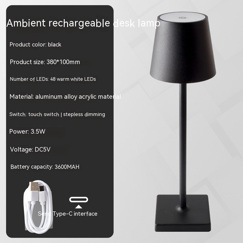 BELIVYA Minimalist Cordless LED Table Lamp - Portable Touch Dimmable Ambiance
