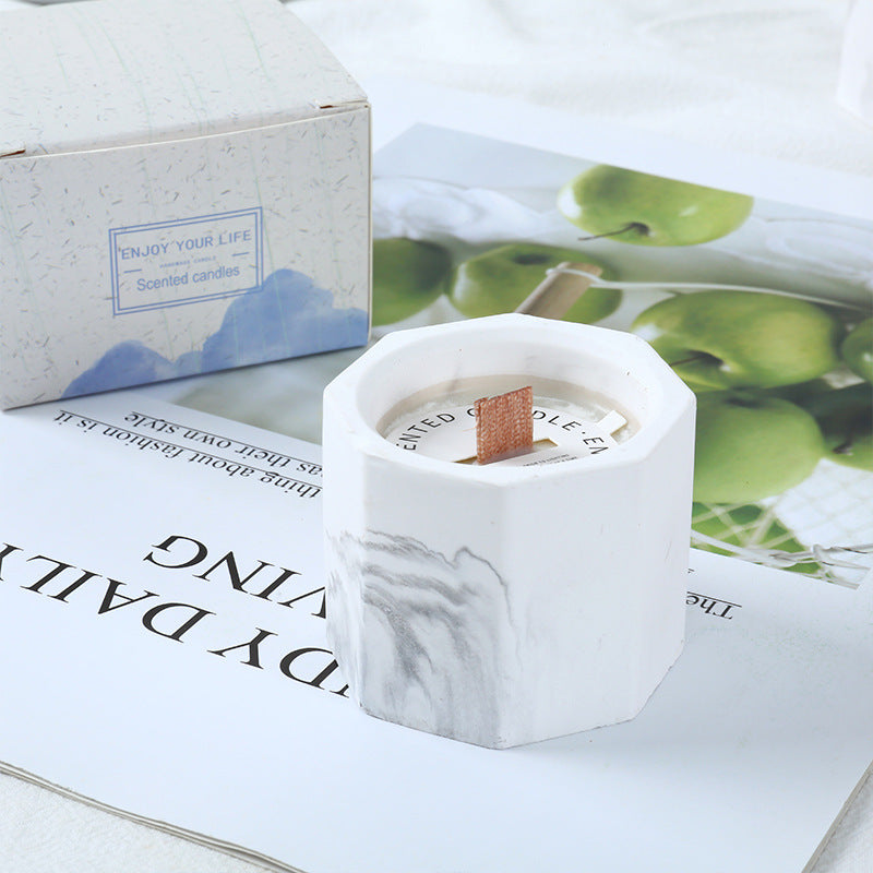 BELIVYA Marble Pattern Gypsum Aromatherapy Candle - Natural Plant & Smokeless Home Decor