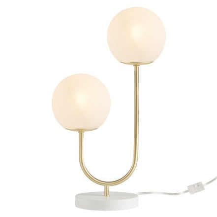 BELIVYA Modern Brass & Frosted Globe Table Lamp - Dual Light Contemporary Accent